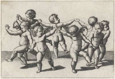 Dansande putti av Marcantonio Raimondi