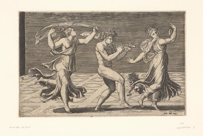 Dansande satyrer och maenader av Marcantonio Raimondi