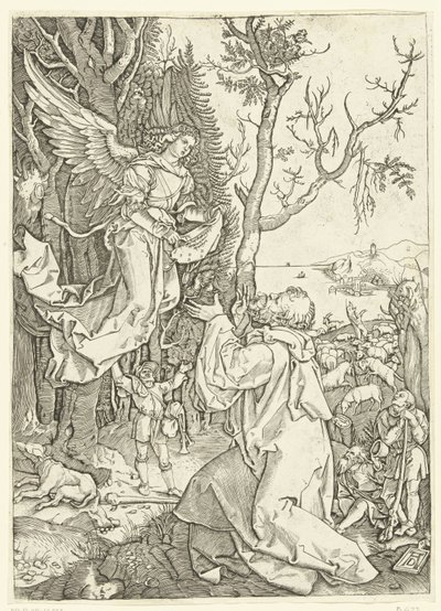 Angel visar sig för Joachim Life of Mary (serietitel) av Marcantonio Raimondi
