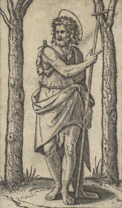 Johannes Döparen håller i en stav, från serien 