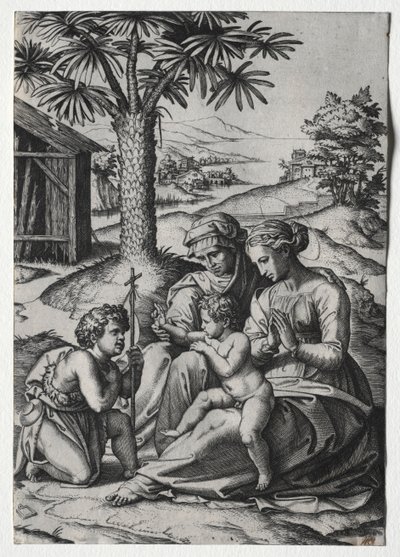 Madonna av palmträdet av Marcantonio Raimondi