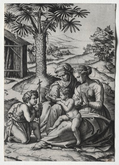 Madonna av palmträdet. av Marcantonio Raimondi