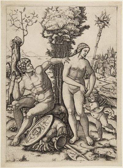 Mars, Venus och Amor av Marcantonio Raimondi