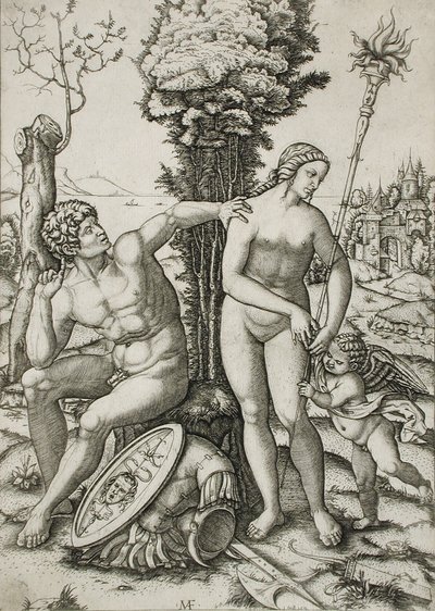 Mars, Venus och Amor av Marcantonio Raimondi