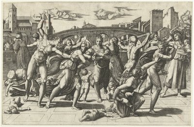Massaker av de oskyldiga, ca 1515 av Marcantonio Raimondi