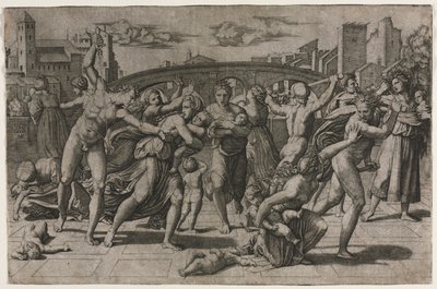 Massaker av de oskyldiga utan gran av Marcantonio Raimondi
