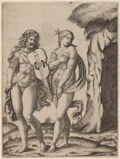 Orfeus och Eurydike av Marcantonio Raimondi