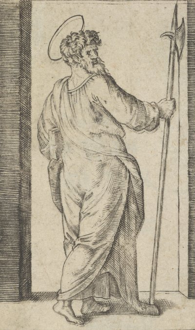Saint Jude, med en hellebard i sin högra hand, från serien 
