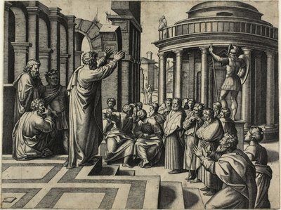 Sankt Paulus predikar i Aten av Marcantonio Raimondi