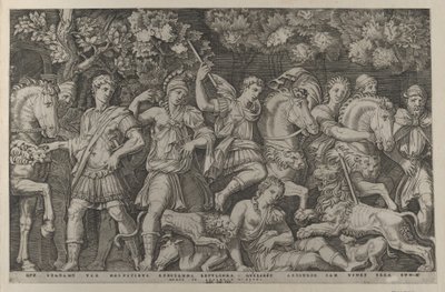 Mirror of Roman Magnificence: The Lion Hunt, ca. 1500-1534., ca. 1500-1534. av Marcantonio Raimondi