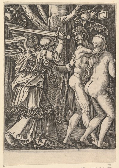 Utdrivningen från paradiset, efter Dürer, ca. 1500-1534. av Marcantonio Raimondi