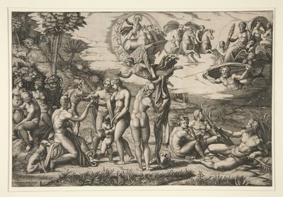 The Judgment of Paris, after Raphael, c.1510-20 av Marcantonio Raimondi