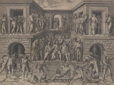 The Martyrdom of Saint Lawrence, efter Bandinelli, ca. 1520. av Marcantonio Raimondi