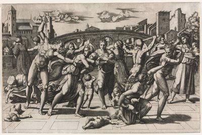 Massakern på de oskyldiga (utan gran) av Marcantonio Raimondi