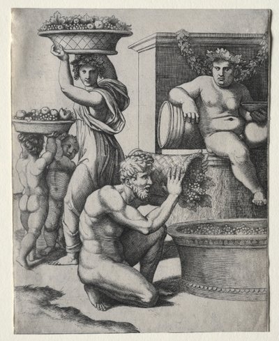 Vinpressen. av Marcantonio Raimondi