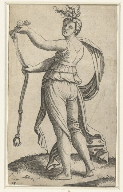 Kvinna med hästträns som personifiering av Temperance (Temperantia) av Marcantonio Raimondi