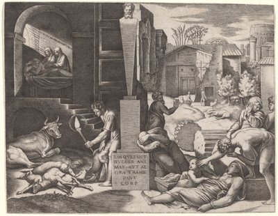Il Morbetto (Pesten) av Marcantonio Raimondi after Raphael
