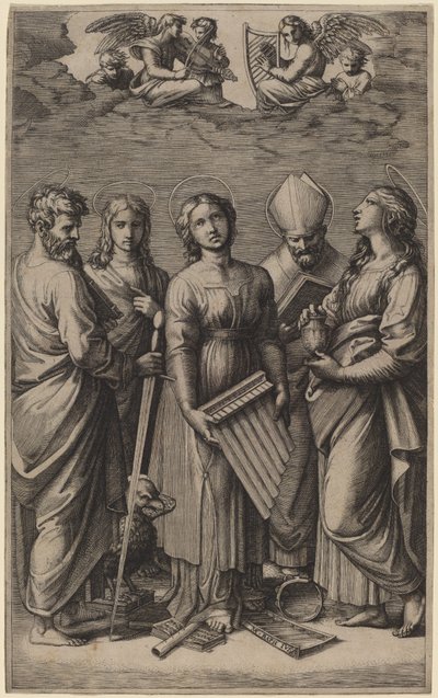 Heliga Cecilia av Marcantonio Raimondi after Raphael