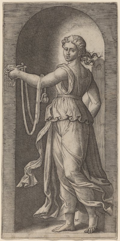 Måttlighet av Marcantonio Raimondi after Raphael