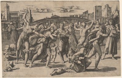 Massakern på de oskyldiga av Marcantonio Raimondi after Raphael
