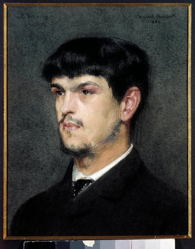 Porträtt av den franske kompositören Claude Debussy (1862-1918) Svart sten- och pastellmålning av Marcel Andre Baschet (1862-1941) 1884 Dim 0,27 x 0,26 m av Marcel Andre Baschet
