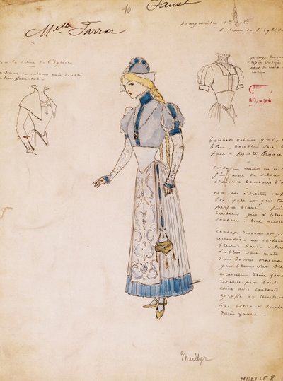 Margherita, skiss av kostym för Faust av Charles Gounod, skapad av Multzer av Marcel Multzer