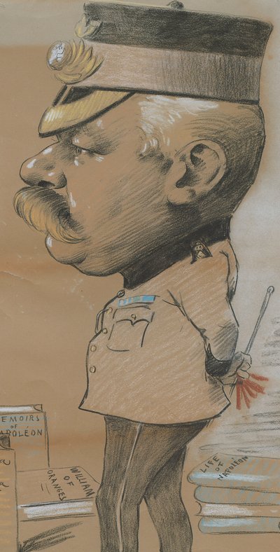 Karikatyr av oidentifierad överstelöjtnant vid Royal Marines Light Infantry, 1893 (färgad krita på papper) av Marcel Pic