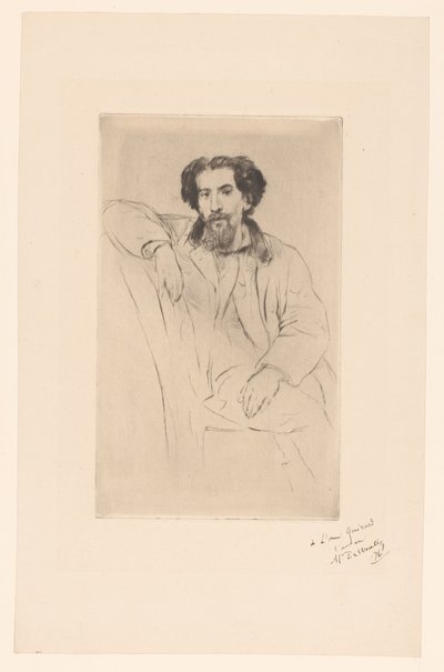 Porträtt av Henri Charles Guérard av Marcellin Gilbert Desboutin (signed by artist)