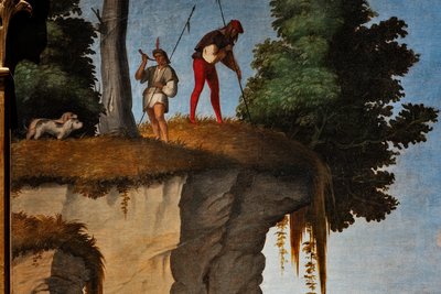 Jaktscen, detalj av tillbedjan av de vise männen av Marcello Fogolino