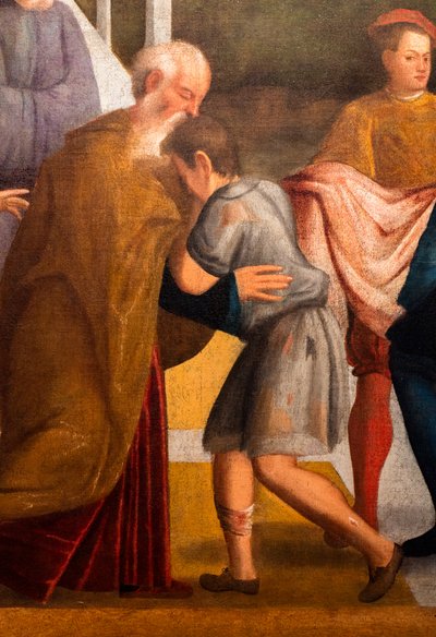 Den förlorade sonens återkomst, detalj av Marcello Fogolino