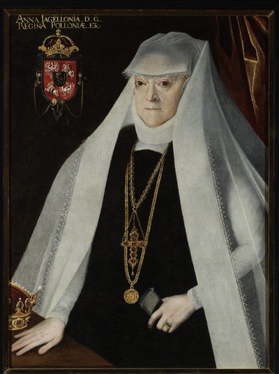 Anna Jagiellon, drottning av Polen - Porträtt av Anna Jagiellon (1523-1596), drottning av Polen, av Kober, Martin (1550-1609). Olja på duk, före 1596. Narodowe-museet, Warszawa av Marcin Kober