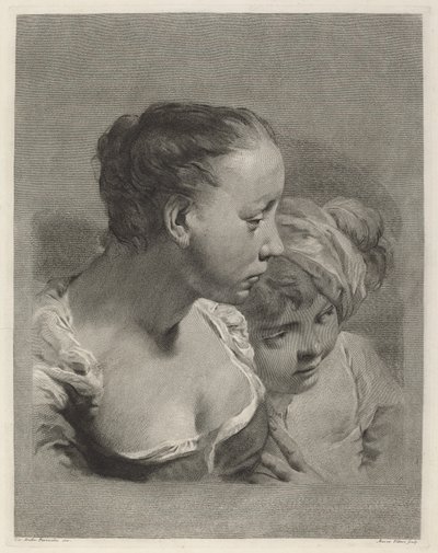 Ung kvinna och en pojke mot höger av Marco Alvise Pitteri after Giovanni Battista Piazzetta