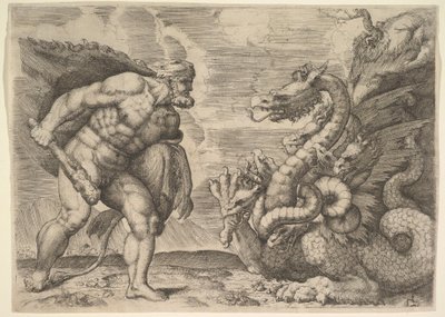 Herkules och Lernas Hydra. av Marco Angolo del Moro