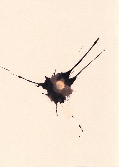 Blot 2, 2018 (tusch och blekmedel på papper) av Marco Campedelli