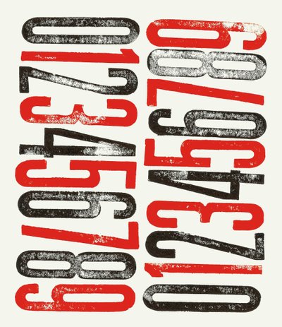Numbers, 2014 (träsnittstryck på papper) av Marco Campedelli