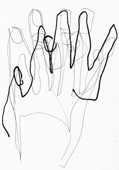 Psyco Hand, 2017 (penna och tusch på papper) av Marco Campedelli