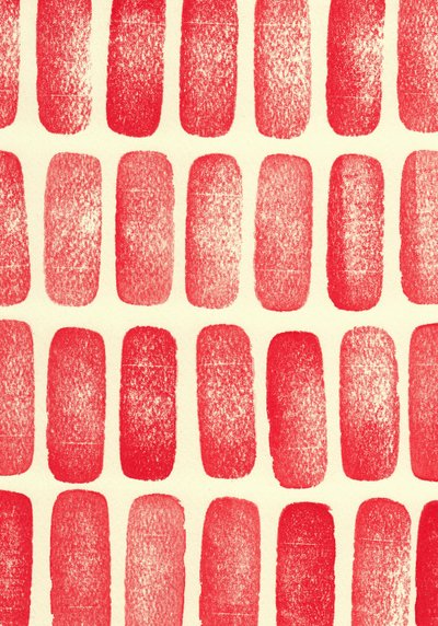 Stones_red, 2017 (gummistämplar) av Marco Campedelli