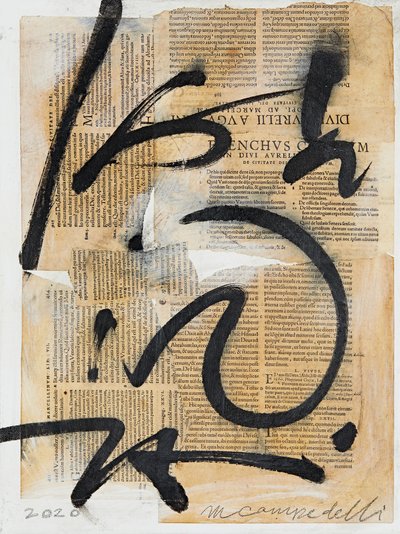 Texto #07, 2020 (collage, blandteknik på duk) av Marco Campedelli