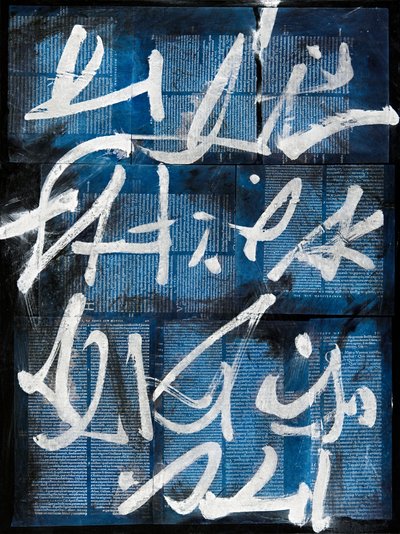 Texto #15, 2020 (collage, blandteknik på duk) av Marco Campedelli
