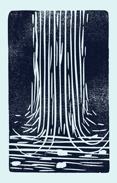Vattenfall, 2014 (linoleum på papper) av Marco Campedelli