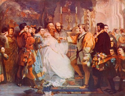 Shakespeare: The Repudiation of Hero, Much Ado about Nothing, Act IV, Scene 1 (färg litho) av Marcus (after) Stone