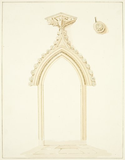 Dörröppningen till Vestry Room of Bristol Cathedral (penna och akvarell på papper) av Marcus H. Homes