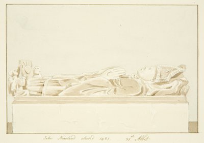 Effigy of Abbot Newland, i Bristol Cathedral (penna och akvarell på papper) av Marcus H. Homes