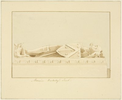 Effigy of Maurice, 7th Earl of Berkeley, i Bristol Cathedral (penna och akvarell på papper) av Marcus H. Homes