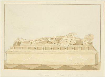 Effigy of Maurice, 7th Earl of Berkeley i Bristol Cathedral (penna och akvarell på papper) av Marcus H. Homes