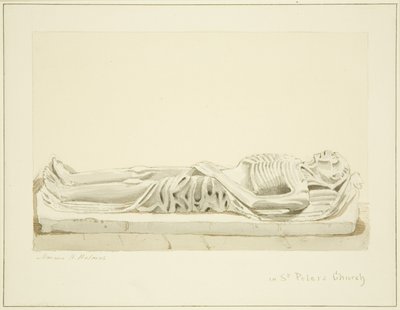 Effigy på ett monument i Peterskyrkan (penna och akvarell på papper) av Marcus H. Homes