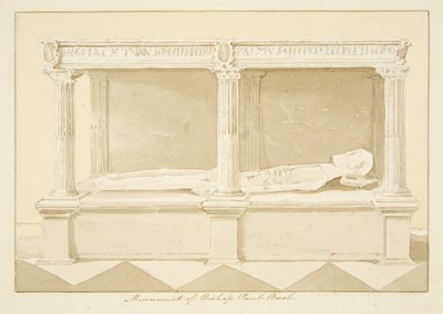 Biskop Paul Bushs grav i Bristol Cathedral (penna och akvarell på papper) av Marcus H. Homes