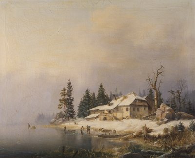 Gård vid den vinterrika sjön av Marcus Pernhardt