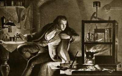 James Watt och ångmaskinen, illustration från "Hutchinson