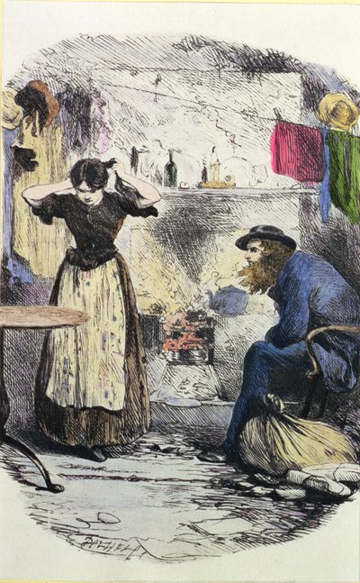 Pleasant Riderhood och John Harmon, illustration från 